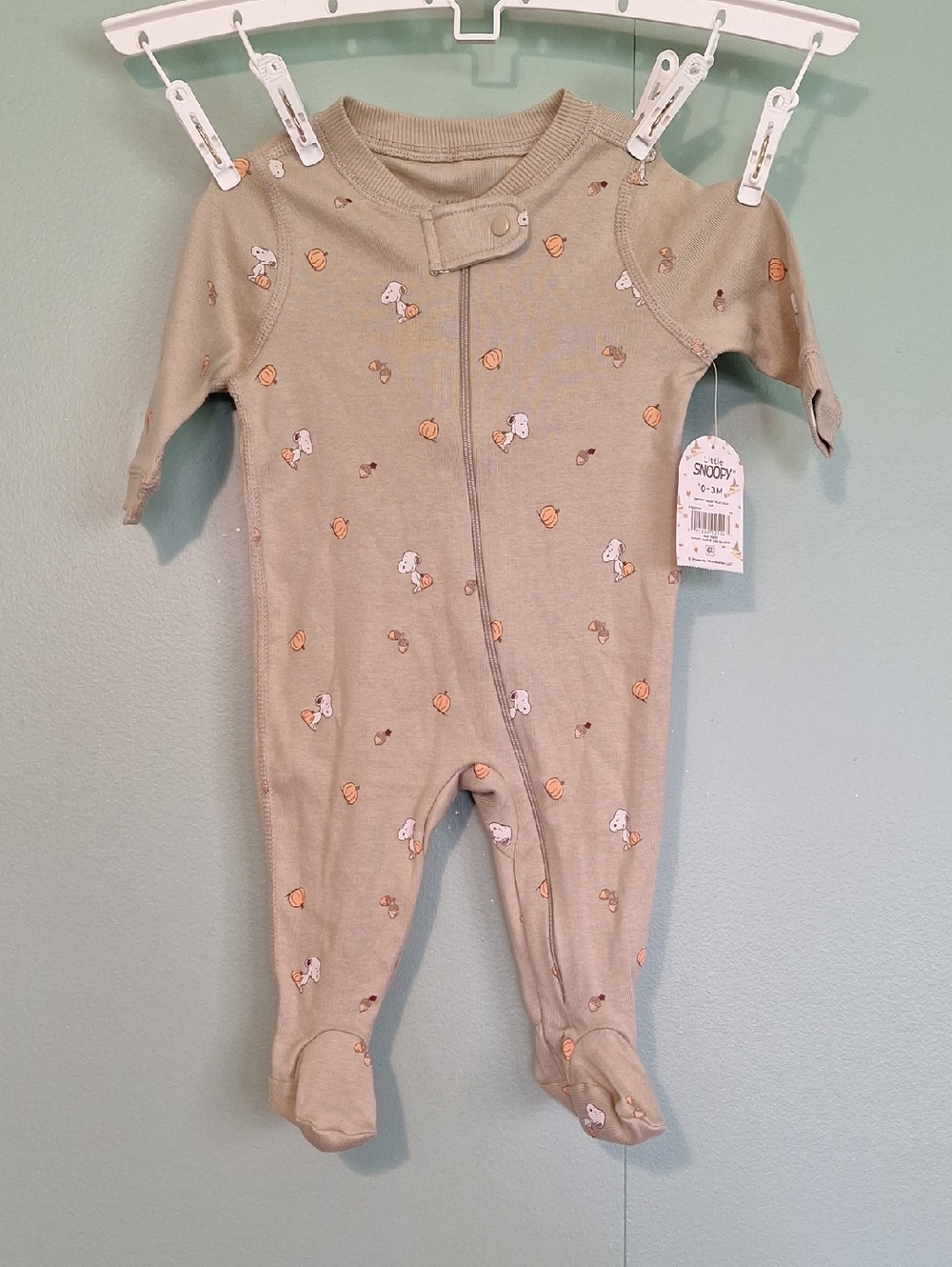 Nwt Peanuts Little Snoopy Footed Onesie Size 0 -3m